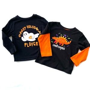 Old Navy/Way To Celebrate Halloween Black Long Sleeve Graphic Shirt Set, Size 2T